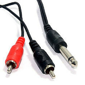 Daichi AL648 2 x RCA Plugs to 6.3mm Mono Plug 1.2m - Macsound Electronics & Theatrical Supplies