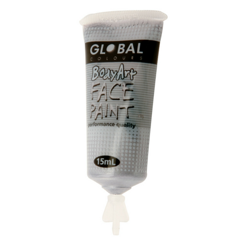 Global Colours BodyArt Face & Body Paint 15ml - Metallic Silver - Macsound Electronics & Theatrical Supplies