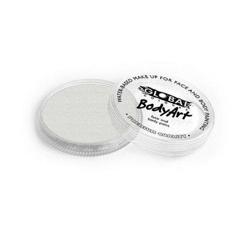 Global Colours Cake Makeup 32g - Pearl Silver/White - Macsound Electronics & Theatrical Supplies