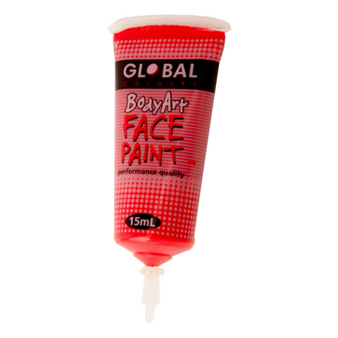 Global Colours BodyArt Face & Body Paint 15ml - Brilliant Red - Macsound Electronics & Theatrical Supplies