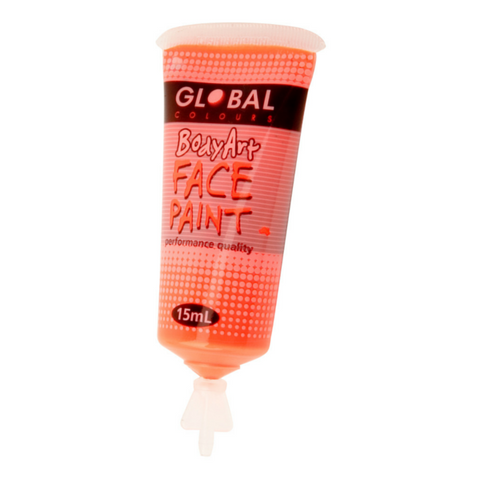 Global Colours BodyArt Face & Body Paint 15ml - Neon Orange - Macsound Electronics & Theatrical Supplies