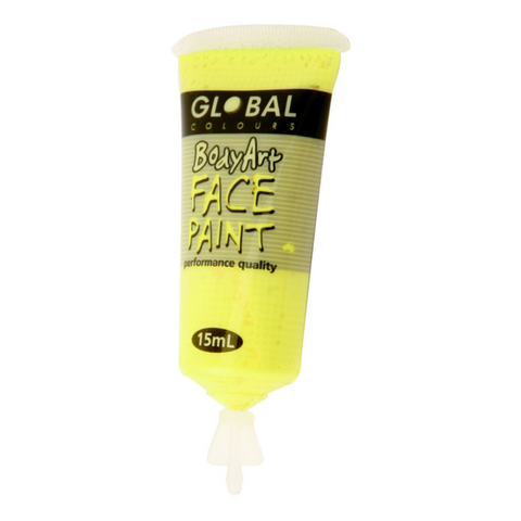 Global Colours BodyArt Face & Body Paint 15ml - Neon Yellow - Macsound Electronics & Theatrical Supplies