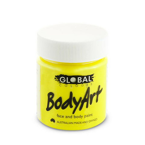 Global Colours BodyArt Face & Body Paint 45ml - Neon Yellow - Macsound Electronics & Theatrical Supplies