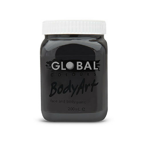 Global Colours BodyArt Face & Body Paint 200ml - Black - Macsound Electronics & Theatrical Supplies