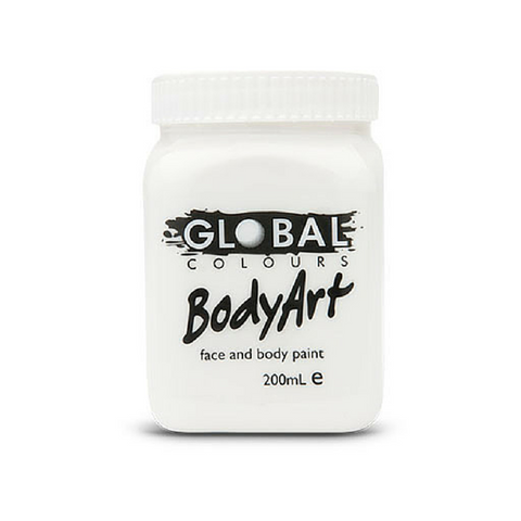 Global Colours BodyArt Face & Body Paint 200ml - White - Macsound Electronics & Theatrical Supplies