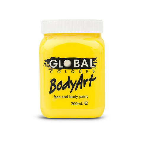 Global Colours BodyArt Face & Body Paint 200ml - Yellow - Macsound Electronics & Theatrical Supplies