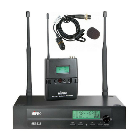 Mipro ACT311-BP Wireless Beltpack & Lapel Microphone System Package 6B Band - Macsound Electronics & Theatrical Supplies